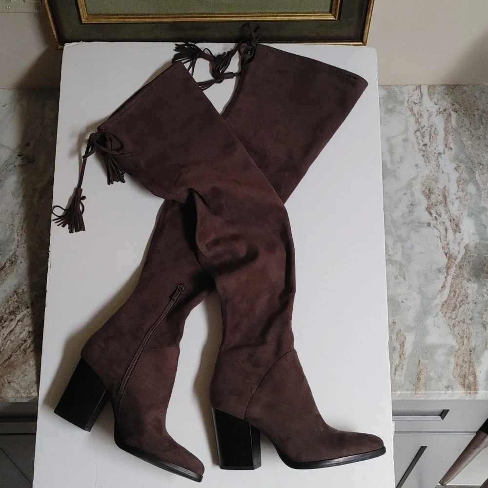 Marc Fisher Taupe Thigh High Boots Size 7M
